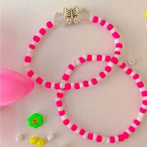 Pink white butterfly combo